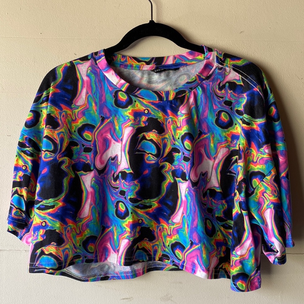 Electric Tie Dye Cropped T Shirt